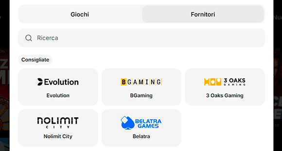 Filtro per provider