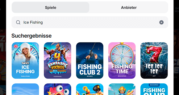 Suchleiste im Casino-Bereich